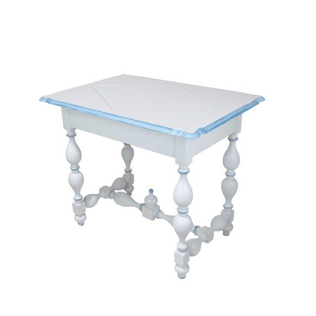French Vintage French Louis XIII Style Painted Game Table With Two Hidden Drawers For Sale - Image 3 of 12