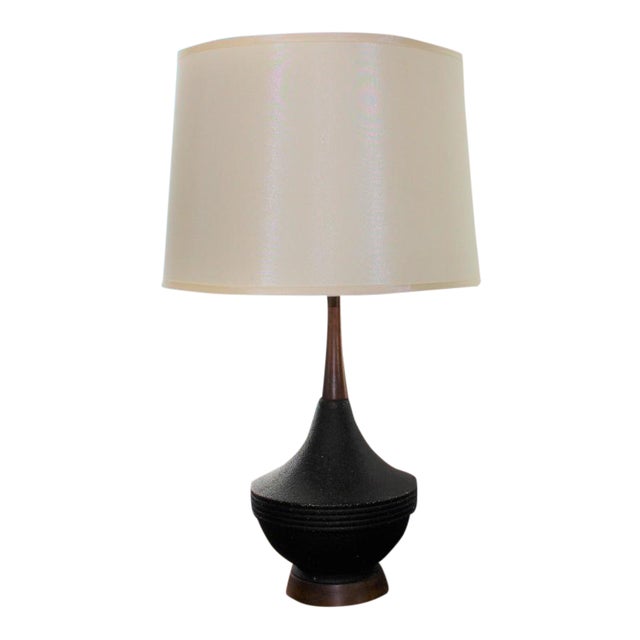 MidCentury Modern Black Ceramic Table Lamp Chairish