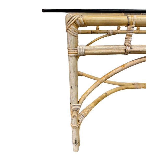 Vintage 5-Piece Bamboo Glass Dining Table & Chairs For Sale In Philadelphia - Image 6 of 14