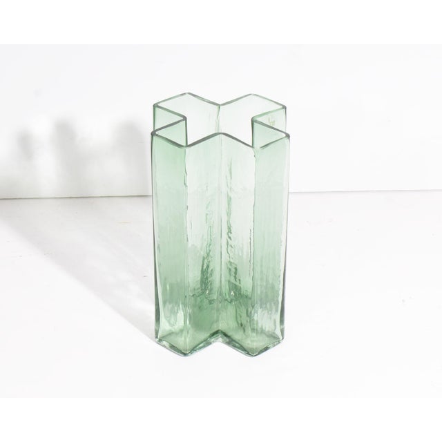 Holmegaard Green Glass Cross Vase by Bodil Kjær for Holmegaard For Sale - Image 4 of 8