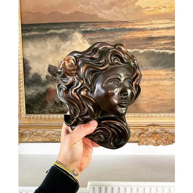 Vintage 1989 artist made, dated and signed goddess bust wall pocket. I believe this to be chalkware, it's absolutely...