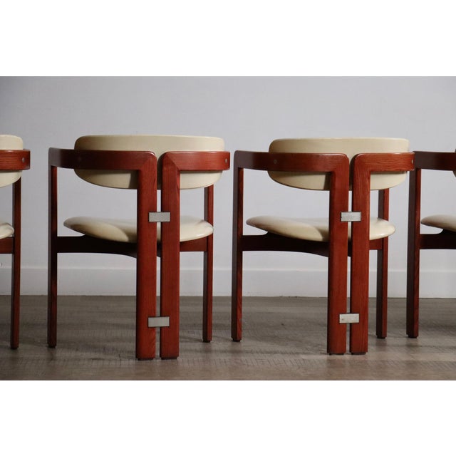 Set of six Pamplona dining chairs, designed by Italian designer Augusto Savini and manufactured by Pozzi in Italy in 1965....