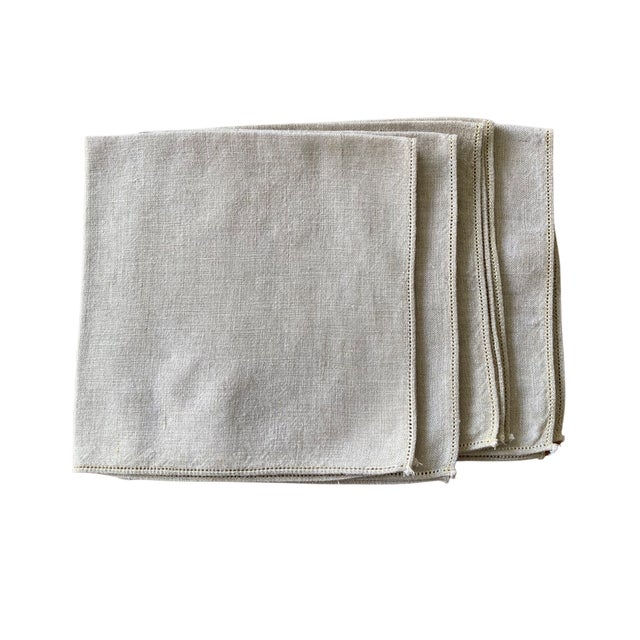 1970s Vintage Medium Weight Linen Napkins - Set of 4 For Sale - Image 5 of 5