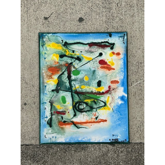 Vintage Vintage Original Abstract Oil Painting on CanvasOriginal Abstract Oil Painting on Canvas For Sale - Image 12 of 12