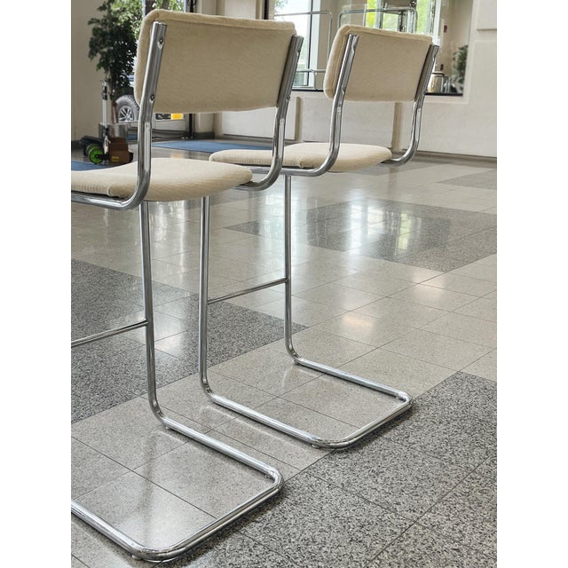 Bauhaus Style Tubular Chromed Steel Barstools - A Pair For Sale - Image 12 of 15