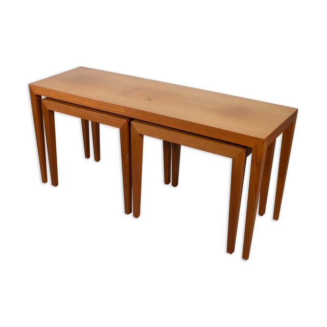 Mid-Century Modern Set of 3 Severin Hansen for Haslev Møbelsnedkeri Vintage Danish Nesting Tables For Sale - Image 3 of 8