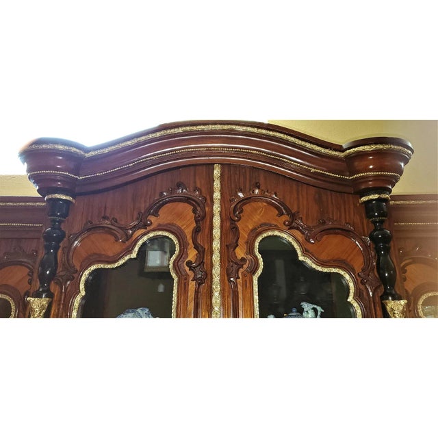Mid 19th Century Large 19th C. French Rococo Neoclassical Revival Style Vitrine For Sale - Image 5 of 13