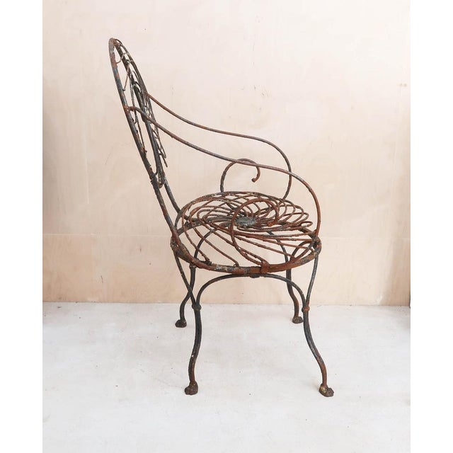 Late 19th Century Antique Garden Chair in Wrought Iron, 1870 For Sale - Image 5 of 9