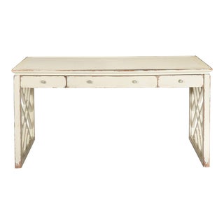 White Painted Chinese Chippendale Style “Dynasty” Writing Desk by Ethan Allen For Sale