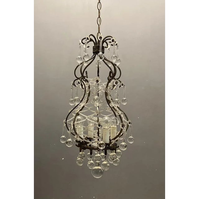 Vintage Italian Light Pendant with Murano Glass Drops For Sale - Image 13 of 13