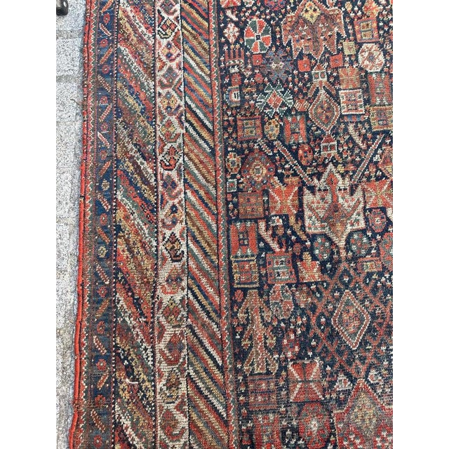 Blue Antique Shiraz Rug with Tribal Pattern For Sale - Image 8 of 18