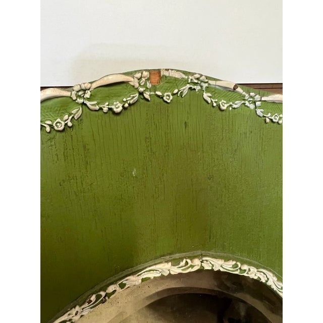Vintage Green With White Accents Wall Mirror For Sale - Image 4 of 10