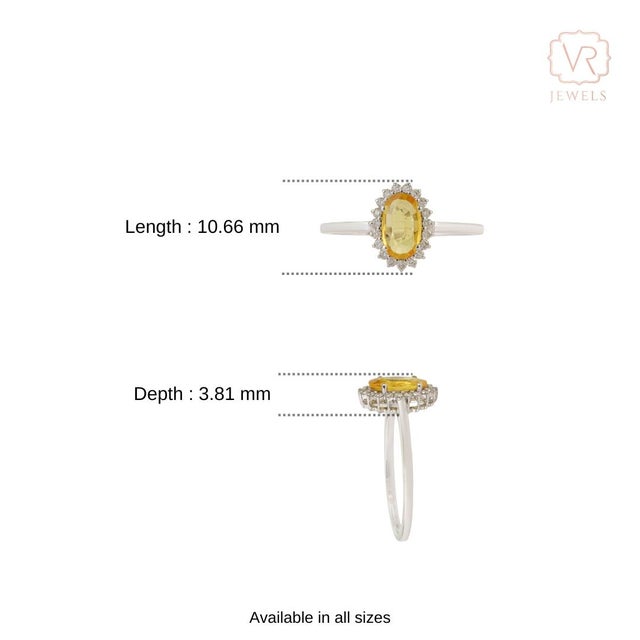 14k Gold Art Deco Natural Yellow Sapphire & Diamond Halo Ring Size 5 For Sale - Image 13 of 18