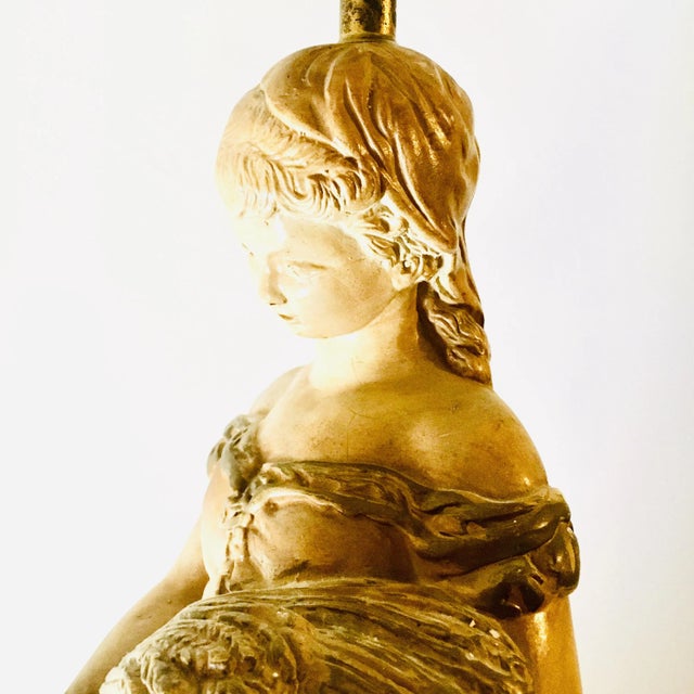Mid-Century Girl With Wheat Lamp For Sale - Image 4 of 8
