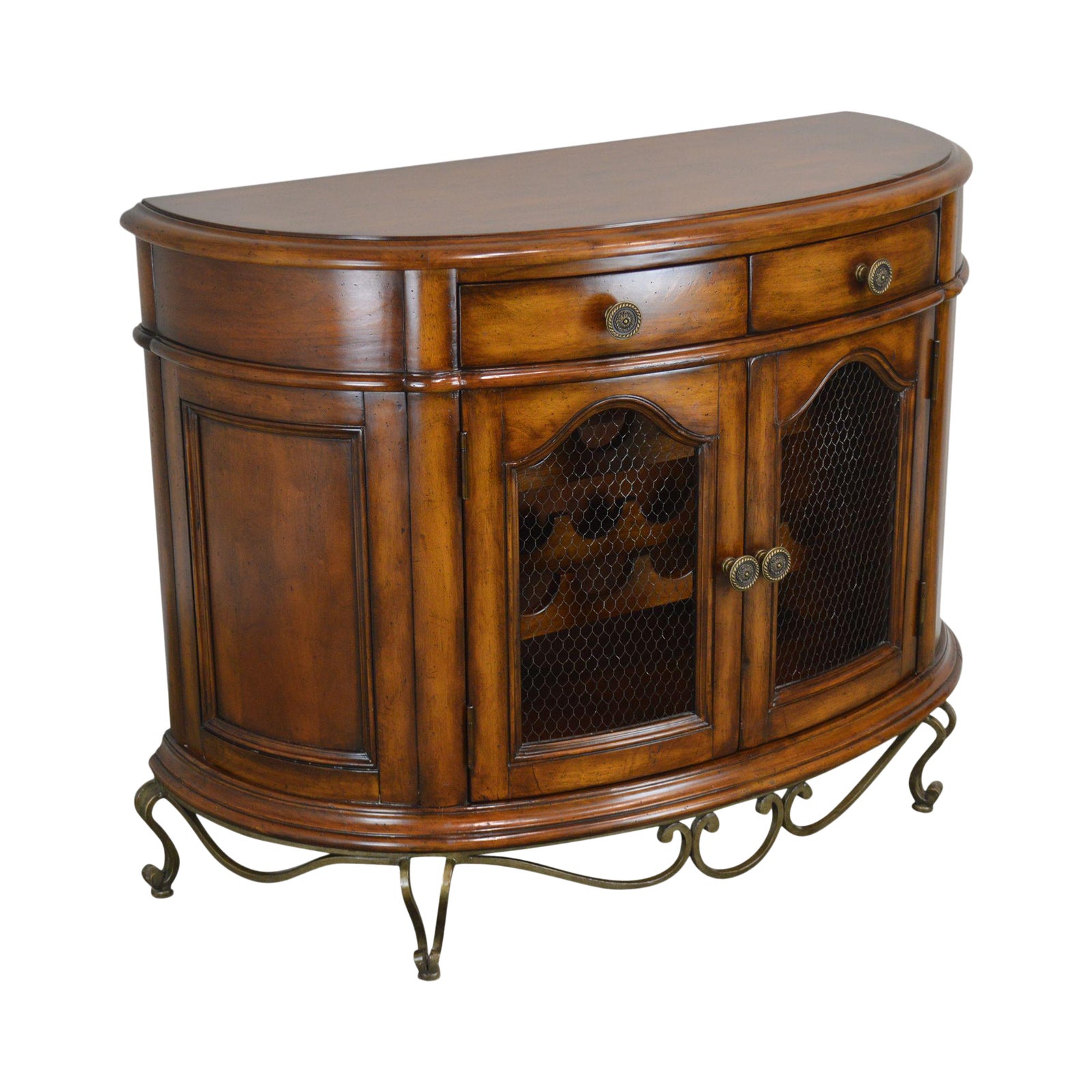 Tuscan Style Demilune Wine With Wrought Iron Base Chairish