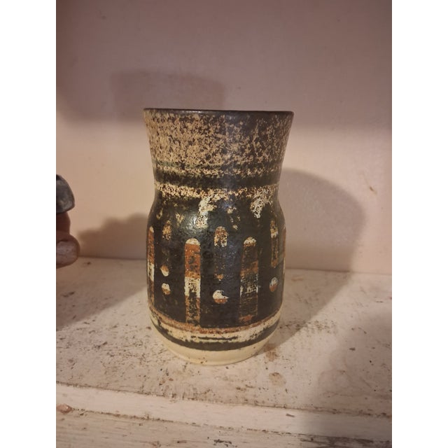 Mid-Century Modern Vintage Lapid Israel Art Pottery Vase #60 Mid Century Modern Brutalist Fat Lava For Sale - Image 3 of 10