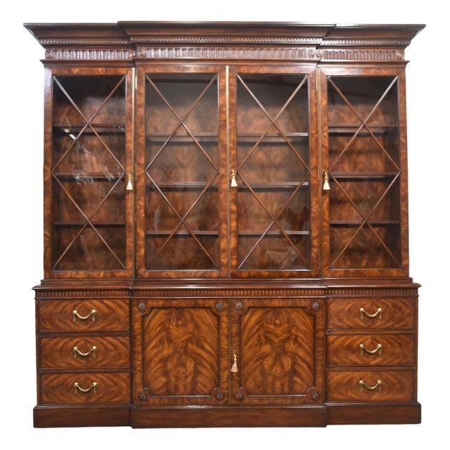 George III Mahogany Breakfront Library Bookcase, 1890s For Sale