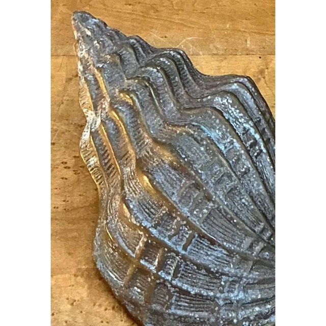 Vintage Patinated Brass Conch Shell For Sale In West Palm - Image 6 of 12