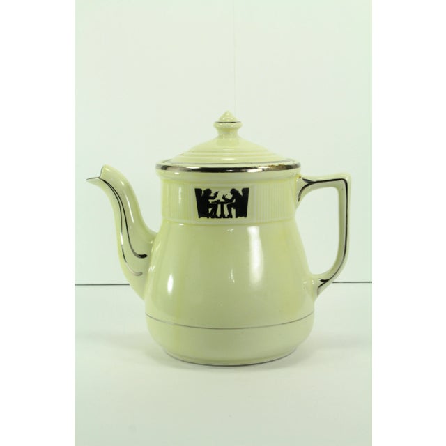 1930's Hall's Silhouette 8 Cups Medallion Coffee Pot, Tavern Scene For Sale - Image 13 of 13