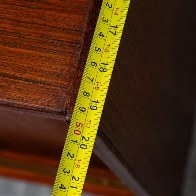 Mid Century Danish Modern Credenza Bookshelf Cabinet Teak Shelves Sliding Doors For Sale - Image 12 of 12