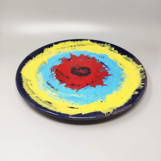 1970s Gorgeous decorative plated or centerpiece by Frumento Spotorno in pottery. Made in Italy The item is signed on the...