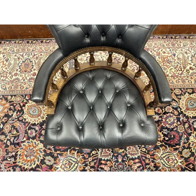 English Chesterfield Office Chair in Leather For Sale - Image 6 of 9
