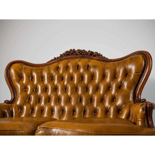 2000 - 2009 Louis XV Style Leather Sofa For Sale - Image 5 of 12