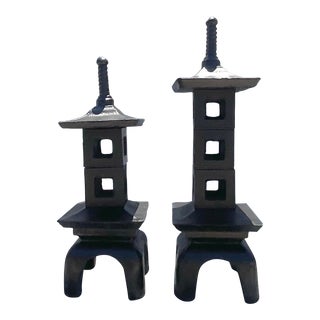 Vintage Mid-Century Modern Stacked Concrete Pagodas - Set of 2 For Sale