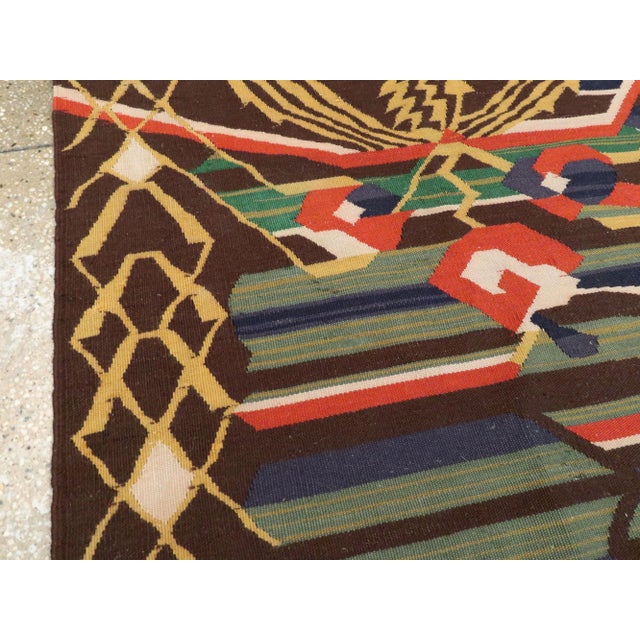 Brown Galerie Shabab Collection Antique Romanian Flat-Weave Rug For Sale - Image 8 of 13