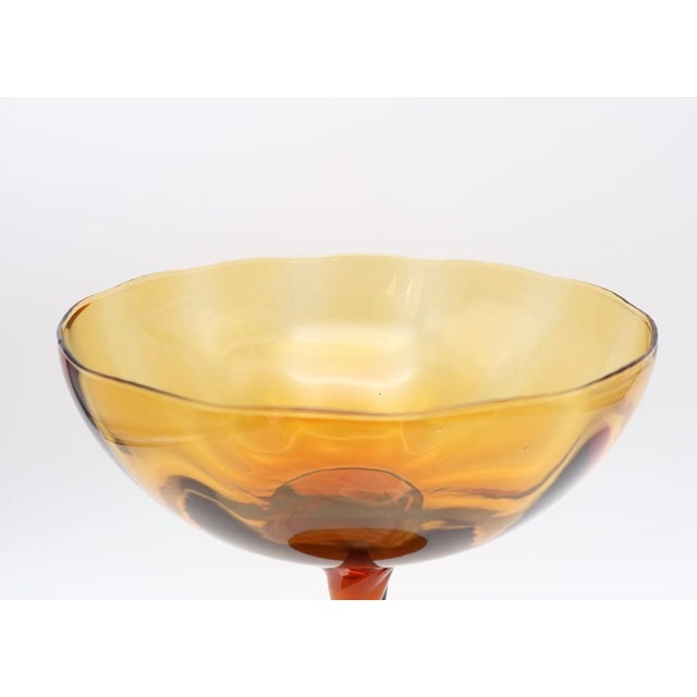 Mid-Century Modern Mid-Century Modern Amber Glass Compote with Twisted Stem by Empoli, 1960s For Sale - Image 3 of 6