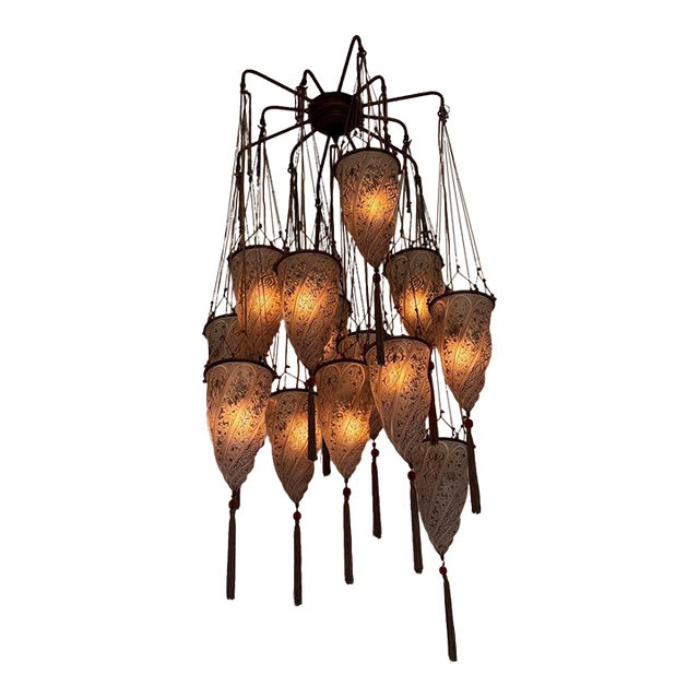 1990s Fortuny Cesendello Cascade Venetian Glass Chandelier For Sale