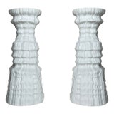 Modern Brutalist White Porcelain Candle Holders by Martin Freyer for Rosenthal For Sale