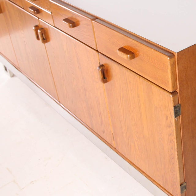 Sideboard in Oak and Brushed Aluminum, 1980s For Sale - Image 13 of 18