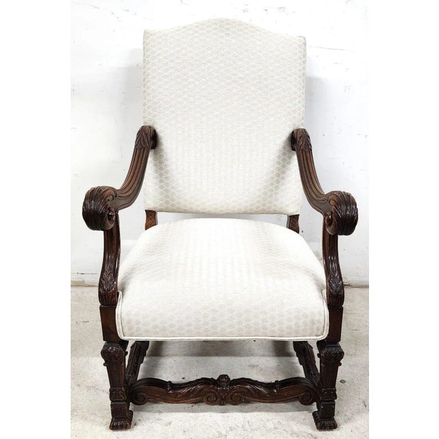 Antique Louis XIV French Armchair Hand Carved For Sale - Image 13 of 13