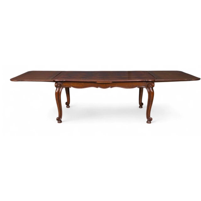 French Provincial Antique Louis XV French Provincial Style Diamond Parquetry Dining Table For Sale - Image 3 of 3