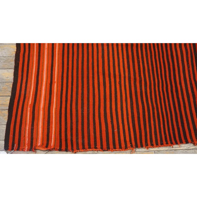 1920s Red Background Stripe Black and Ivory Desing Antique Navajo Rio Grande Rug For Sale - Image 9 of 17