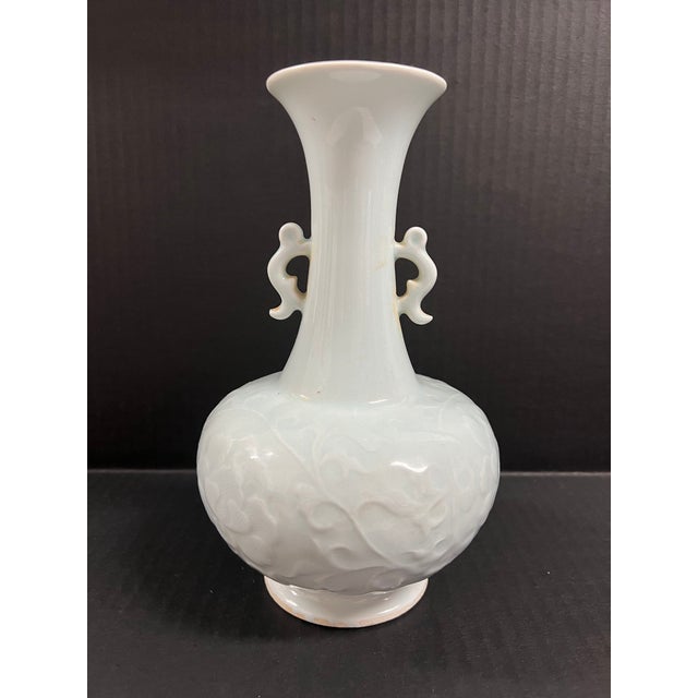 Late 20th Century Chinese Art Porcelain Antique White Glazed Porcelain Qingbai Vase ITEM NAME: Late 20th Century Chinese...