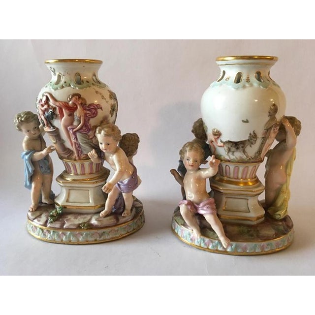 Baroque Porcelain Vases from Meissen, Europe, 1850s, Set of 2 For Sale - Image 3 of 18