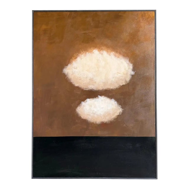 One of a Kind Hand Painted Cloud Art in Wood Frame For Sale