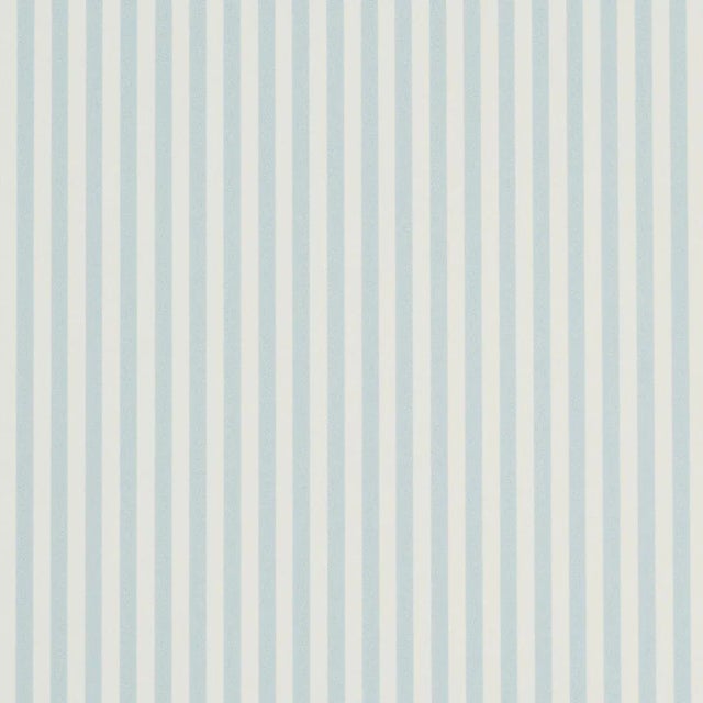 SAMPLE - Schumacher Emma Stripe Narrow Wallpaper In Sky For Sale
