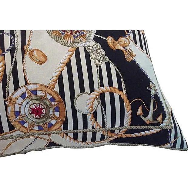 Pop Art 1980s Silk Scarf Nautical Crown Pillow For Sale - Image 3 of 4