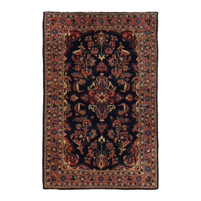 Antique Sarouk Rug 4'4'' x 6'6'' For Sale
