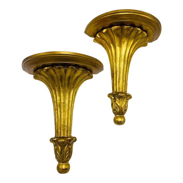 Gold Gilt Italian Wall Brackets, a Pair For Sale