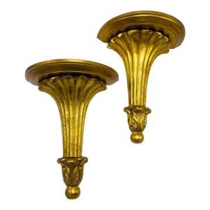 Gold Gilt Italian Wall Brackets, a Pair