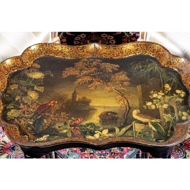 Early 20th Century Vintage Chinoiserie Lacquered Tray Top Coffee Table For Sale - Image 5 of 10