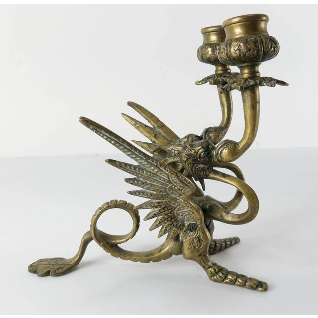 Italian Mid-Century Double Dragon Bronze Candle Holder For Sale - Image 4 of 10