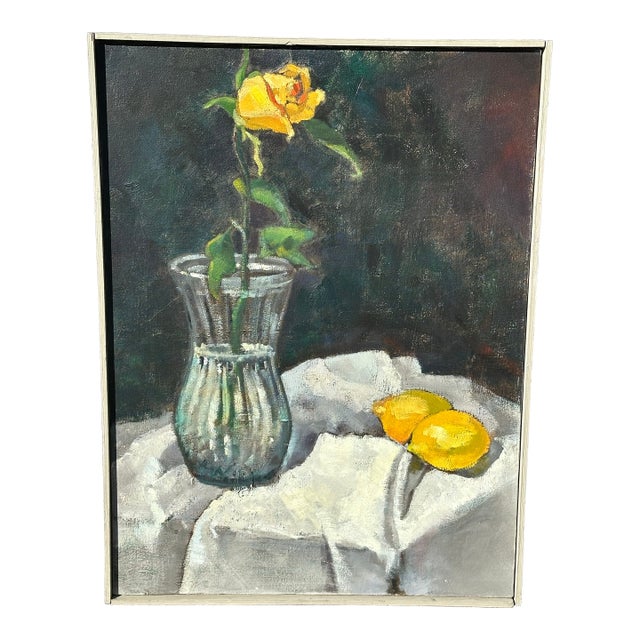 Vintage Still Life Oil on Canvas For Sale
