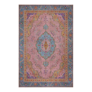 Vintage 1990's Pink/Blue Wool Rug - 9'0'' X 11'11'' For Sale
