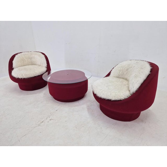Lounge Chairs and Coffee Table, France, 1970s, Set of 3 For Sale - Image 4 of 16
