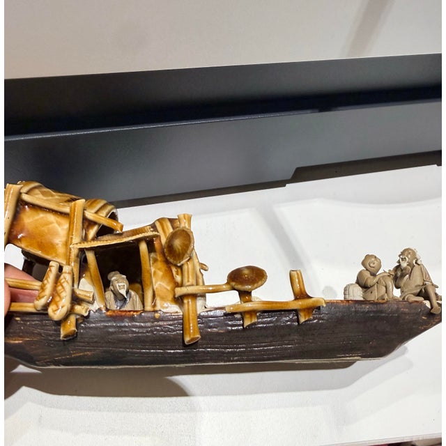 Figurative Miniature Sampan With Mudmen Fishermen For Sale - Image 3 of 12